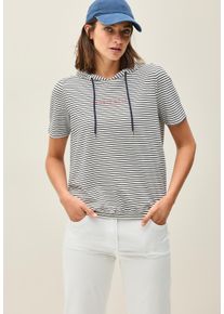 Cecil Damen Kurzarmpullover, weiß, casual, Gr. XXL, gestreift, Obermaterial: 85% Viskose, 5% Elasthan, 5% Polyester, 5% metallisierte Fasern, Shirts,