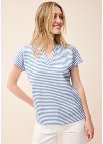 Cecil Damen T-Shirtdeep pastel blau, casual, Gr. XL, gestreift, Web, 42% Baumwolle, 42% Polyester, 14% Viskose, 2% Elasthan, Shirts, bestehend aus