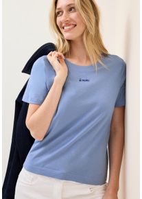 Cecil Damen T-Shirtdeep pastel blau, casual, Gr. S, bedruckt, Obermaterial: 100% Baumwolle, Shirts, mit Wording