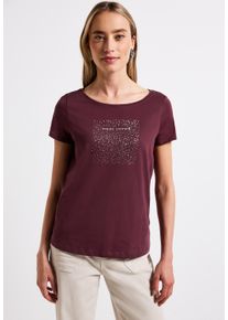 Street One Damen T-Shirt, rot, casual, Gr. 38, unifarben, Web, 100% Baumwolle, Shirts, farbig
