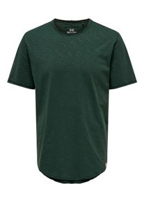 Only & Sons ONLY & SONS Herren Rundhalsshirt "ONSBENNE LONGY SS TEE NF 7822 NOOS", grün, modisch, Gr. S, unifarben, Single Jersey, Obermaterial: 100% Baumwolle,