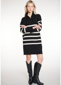 Haily's HAILY’S Damen Strickkleid "SH V DR Ze44a", schwarz-weiß, feminin, Gr. XL, gestreift, Feinstrick, Obermaterial: 52% Viskose, 28% Polyester, 20%