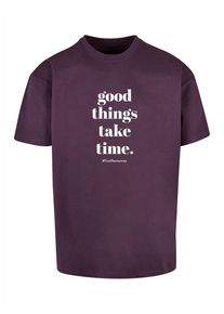 Merchcode Herren T-Shirt "Merchcode Herren Good Things Take Time Heavy Oversize Tee", lila, casual, Gr. XXL, bedruckt, 100% Baumwolle, Shirts