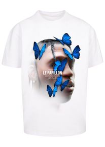 Herren Kurzarmshirt "Upscale by Mister Tee Herren Le Papillon Oversize Tee", weiß, casual, Gr. L, UPSCALE BY MISTER TEE, unifarben, 100% Baumwolle,