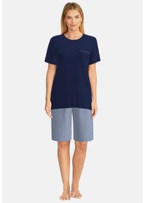 Götzburg GÖTZBURG Damen Shorty "Sligo", Gr. 46, blau, Single Jersey, Obermaterial: 100% Baumwolle, casual, Homewear-Sets, Kurzarm, Rundhalsausschnitt, kurze