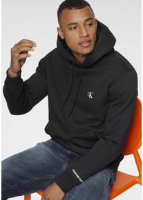 Herren Kapuzensweatshirt "CK ESSENTIAL HOODIE", schwarz, Basic, Gr. XL, Calvin Klein Jeans, unifarben, Sweatware, Obermaterial: 50% Baumwolle, 50%
