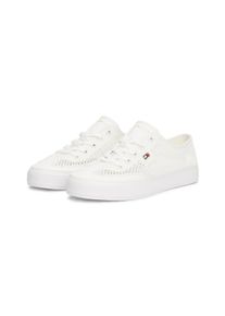 Tommy Hilfiger Damen Plateausneaker "TH OPEN MESH VULC SNEAKER", Gr. 38, beige, Textil, sportlich, Schuhe, Freizeitschuh, Halbschuh, Schnürschuh mit