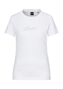 BOSS Orange Damen T-Shirt "Esogo_MA_crystal Premium Damenmode", beige, casual, Gr. M, unifarben, Single Jersey, Obermaterial: 100% Baumwolle, Shirts,
