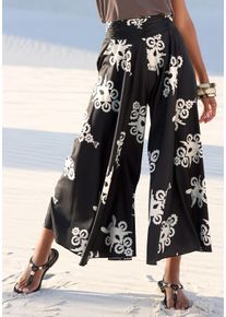 Lascana Damen Hosenrock, schwarz, modisch, Gr. 36, bedruckt, Web, Obermaterial: 100% Polyester, Röcke, mit Alloverdruck, Culotte, bügelfrei