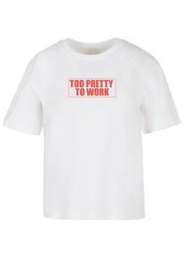 MISS TEE Herren T-Shirt "Miss Tee Too Pretty To Work Tee", weiß, casual, Gr. XS, bedruckt, 100% Baumwolle, Shirts