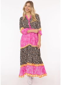 Zwillingsherz Damen Maxikleid ""Wild Love"", pink, modisch, Gr. SM, animal-print, gemustert, Sweatware, Obermaterial: 100% Viskose, Kleider, mit Leo,