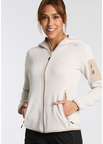 CMP Damen Strickfleecejacke "KNITTED MELANGE HOODY WOMAN HOODY"vaniglia, bianco, sportlich, Gr. 42, Strick, Fleece, Obermaterial: 100% Polyester,
