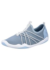 Rieker Damen Slip-On Sneaker, Gr. 38, blau, Textil, Lederimitat, casual, Schuhe, Barfußschuh, Schlupfschuh, Slipper in veganer Verarbeitung