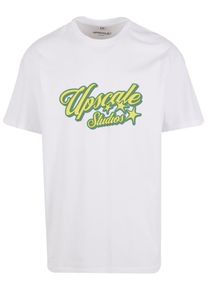 Herren T-Shirt "Upscale by Mister Tee Hotel Paradiso Heavy Oversize Tee", weiß, casual, Gr. M, UPSCALE BY MISTER TEE, bedruckt, 100% Baumwolle, Shirts
