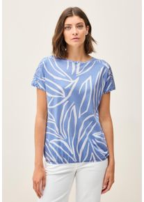 Cecil Damen T-Shirtdeep pastel blau, casual, Gr. XS, bedruckt, Obermaterial: 50% Baumwolle, 50% Modal, Shirts, mit All-Over Print