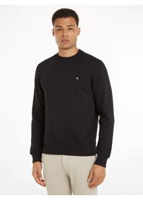 Herren Sweatshirt "CK EMBRO BADGE CREW NECK", schwarz, casual, Gr. S, Calvin Klein Jeans, unifarben, Sweatware, Obermaterial: 88% Baumwolle, 12%