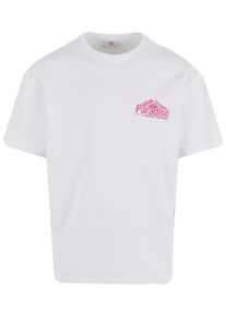 MisterTee Herren T-Shirt "MisterTee Paradise Land Oversize Tee", weiß, casual, Gr. L, bedruckt, 100% Baumwolle, Shirts