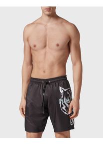 Plein Sport Herren Badehose "Tiger"0201, schwarz, weiß, Gr. XXL, Obermaterial: 100% Polyester, Badehosen