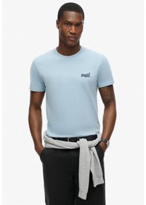 Superdry Herren Rundhalsshirt "ESSENTIAL LOGO EMB TEE", blau, modisch, Gr. XXL, unifarben, Single Jersey, Obermaterial: 100% Baumwolle, Shirts