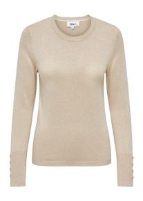 Only Damen Rundhalspullover "ONLJULIE LIFE LS BUTTON O-NECK CC KNT", beige, modisch, Gr. M, unifarben, Strick, Obermaterial: 80% Viskose, 20% Nylon,
