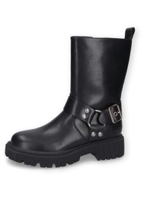 Damen Bikerboots, Dockers by Gerli, Gr. 37, schwarz, Lederimitat, modisch, Schuhe, Stiefel, Boots, Cowboyboots mit rockigen Details