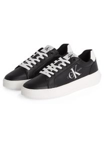 Damen Plateausneaker "CHUNKY CUPSOLE MONO LTH WN", Calvin Klein Jeans, Gr. 39, schwarz, Leder, Lederimitat, sportlich, Schuhe, Freizeitschuh,
