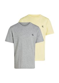 Jungen T-Shirt "2-PACK MONOGRAM TOP"erdgrau, elfin gelb, casual, Gr. 6, Calvin Klein Jeans, unifarben, Single Jersey, Obermaterial: 100% Baumwolle,