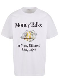 MisterTee Herren T-Shirt "MisterTee Money Talks Oversize Tee", weiß, casual, Gr. M, bedruckt, 100% Baumwolle, Shirts