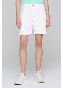 SOCCX Damen Shorts, weiß, casual, Gr. XL, unifarben, Material: 100% Baumwolle, Hosen, Krempelsaum mit Druckknopfriegel