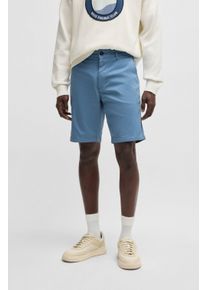 BOSS Orange Herren Chinoshorts "Chino-slim-Shorts", blau, casual, Gr. 30, unifarben, Web, Obermaterial: 97% Baumwolle, 3% Elasthan, Hosen, in