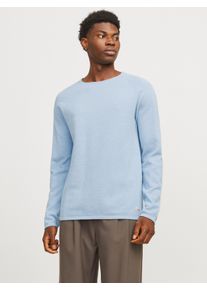 Jack & Jones JACK & JONES Herren Rundhalspullover "JJEHILL KNIT CREW NECK NOOS", blau, modisch, Gr. S, unifarben, Strick, Obermaterial: 100% Baumwolle, Pullover,