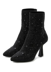 Lascana High-Heel-Stiefelette 'Sock Boot,' schwarz Gr. 38 für Damen. Mit Schmucksteine, Glitzersteine