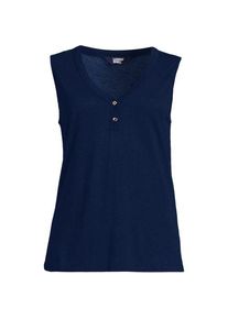 LANDS' END Top aus Leinenmix, Damen,  Blau, Baumwolle/Leinen/Baumwoll-Mischung, by Lands' End