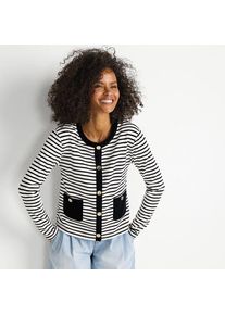 LANDS' END Feinstrick-Cardigan, Damen,  Schwarz, Polyester/Viskose/Polyester-Mischung, by Lands' End