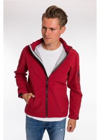 DEPROC Active Herren Softshelljacke "DEXTER PEAK MEN", rot, casual, Gr. 50, 96% Polyester; 4% Elastan mit TPU Membrane, Jacken, mit abnehmbarer Kapuze