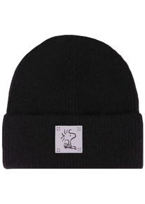 Damen Beanie, schwarz, modisch, Capelli New York, Kunstfaser, Mützen, mit coolem Peanuts-Motiv