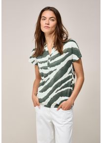 Cecil Damen T-Shirtschwarz balmy khaki, casual, Gr. L, bedruckt, Web, 100% Baumwolle , Shirts, mit Elastiksaum