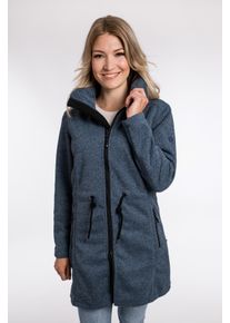 DEPROC Active Damen Softshellparka "KEDGWICK WOMEN LONG", blau, casual, Gr. 40, 100% Polyester, Jacken, Softshellmantel in urbaner Strickfleeceoptik