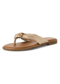 Tamaris Damen Dianette, Gr. 41, gold, Leder, modisch, Schuhe, Zehentrenner, Sommerschuh mit glänzenden Nieten am Sohlenrand