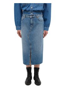 Mustang Damen Maxirock "Damen Style Eureka", blau, casual, Gr. 27, unifarben, Denim/Jeans, 100% Baumwolle, Röcke