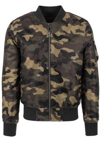 Urban Classics Herren Anorak "Urban Classics Herren Camo Basic Bomber Jacket", grün, casual, Gr. S, mehrfarbig, 100% Polyester, Jacken