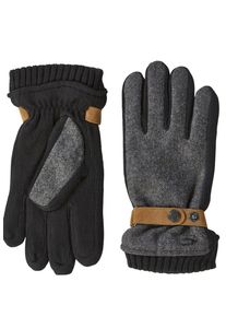 Camel Active Damen Baumwollhandschuhe, grau, casual, Gr. XXL, bestickt, Strick, Baumwolle, Handschuhe, mit modischem Druckknopfverschluss