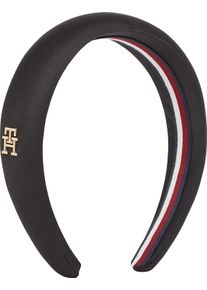 Tommy Hilfiger Damen Stirnband "ELEVATED CHIC HEADBAND", schwarz, casual, unifarben, Kunstfaser, Mützen, Logoemblem, weiche Haptik, Premium Haarreifen