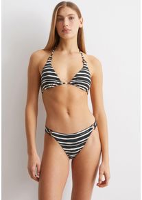 Marc O'Polo MARC O'POLO Damen Triangel-Bikini-Top "Summer Blacks"schwarz, weiß cotton print, casual, Gr. L, gestreift, Obermaterial: 70% Polyamid, 30% Elasthan,
