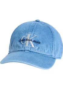 Damen Baseball Cap "6 PANEL MONO LOGO BB CAP", blau, casual, Calvin Klein Jeans, unifarben, Stoff, Baumwolle, Caps, in gewaschener Optik