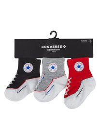 Converse Kinder Tennissocken "CHN INFANT STRIATED QTR 3PK", Gr. 68, schwarz, Obermaterial: 76% Polyester, 20% Nylon, 4% Elasthan, Socken, für Babys