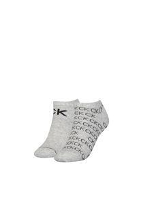 Damen Sneakersocken "CK WOMEN SNEAKER 2P ALL OVER LOGO", Calvin Klein Jeans, grau, Baumwollmischung, Socken, Einheitsgröße, flexible Passform