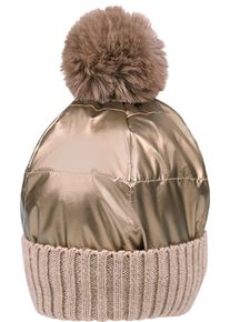 Damen Strickmütze, gold, modisch, Capelli New York, Obermaterial: 100% Polyacryl. Futter: 100% Polyester, Mützen, glänzende, mit Umschlag