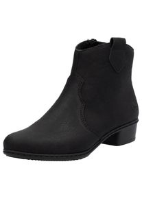 Rieker Damen Westernstiefelette, Gr. 37, schwarz, Lederimitat, unifarben, klassisch, Schuhe, Stiefelette, Cowboyboots, Blockabsatz, mit
