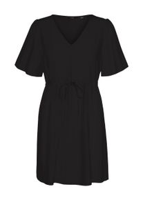 Véro Moda VERO MODA Damen Minikleid "VMMYMILO 2/4 SHORT DRESS WVN GA", schwarz, modisch, Gr. S, unifarben, Web, Obermaterial: 55% Viskose, 45% Leinen, Kleider,